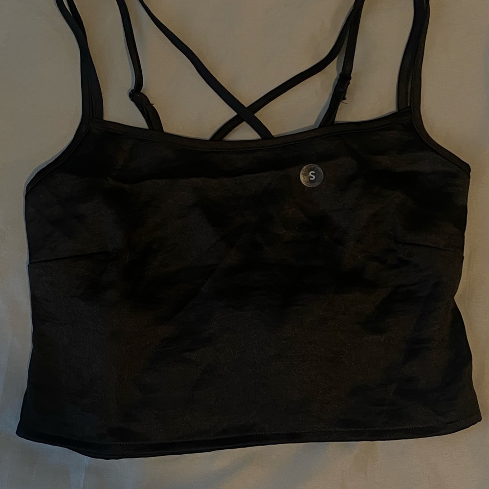New black silk strappy cropped tank from Pacsun, New with tags, never worn, S
